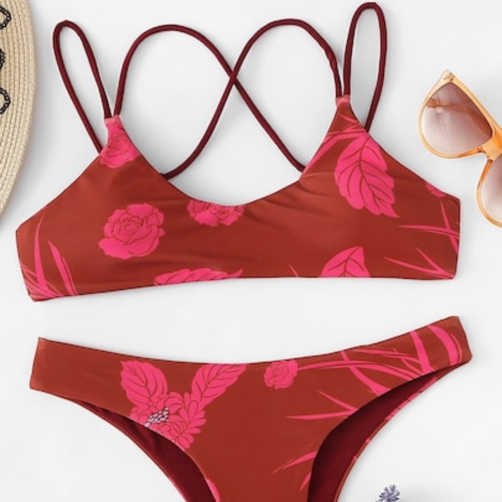 Floral Strappy Bikini Set